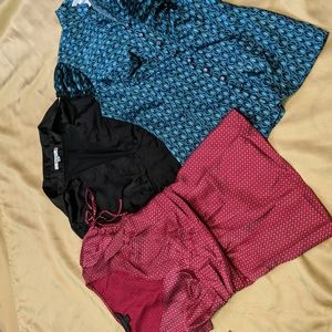 Set of three satney short sleeve blouses